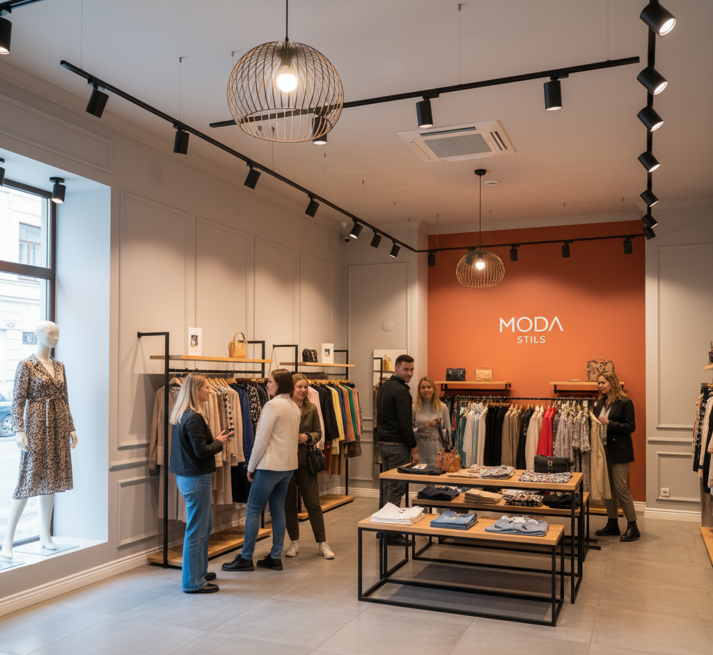 veikalu un tirdzniecības telpu krāsošana Rīgā atjaunots veikals pēc sienu un griestu pārkrāsošanas